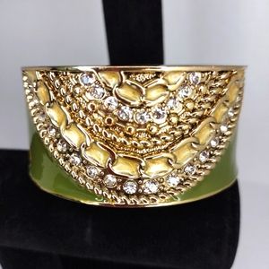 Gold enamel cuff bracelet